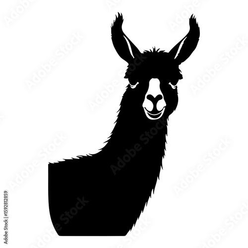 Stylized Llama Animal with Decorative Pattern Silhouette Vector