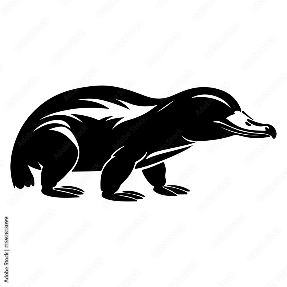 Fototapeta premium Unique Platypus Australian Wildlife Silhouette Vector