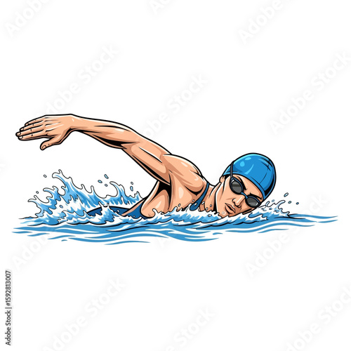 Girl swimming in pool enjoying summer leisure activity