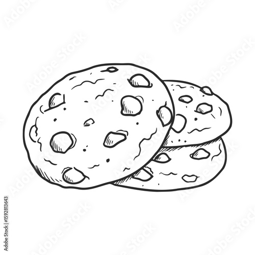 Sketch of chocolate chip cookies: hand-drawn sweet dessert art