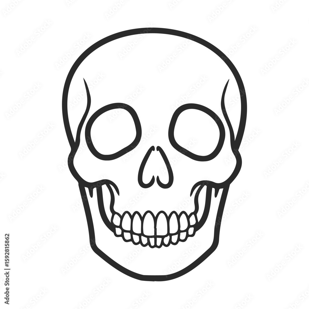 Fototapeta premium Minimalist black and white skull outline drawing