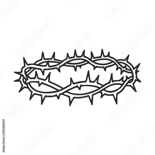 Hand-drawn crown of thorns illustration with black line art