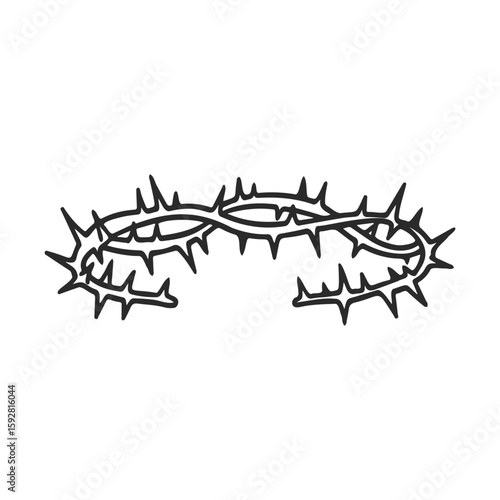 Black thorn crown in infinity shape symbolizing eternity and pain