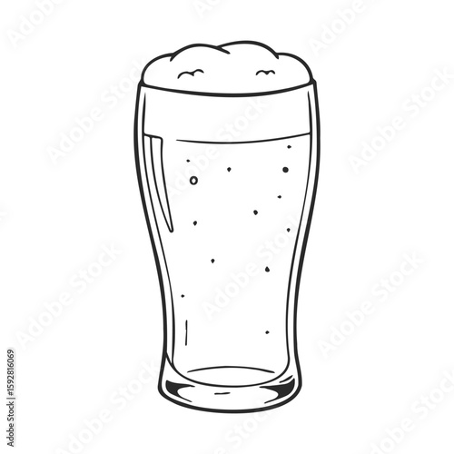 Hand-drawn beer glass illustration with foam and bubbles