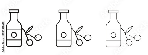 Foto Olive oil icon. black strokes lines vector pack for graphic work