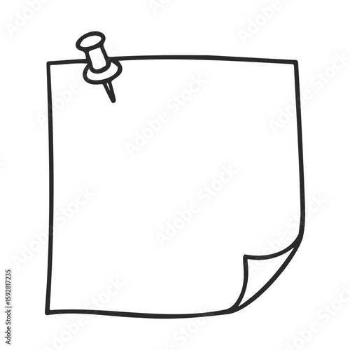 Blank sticky note with pushpin illustration