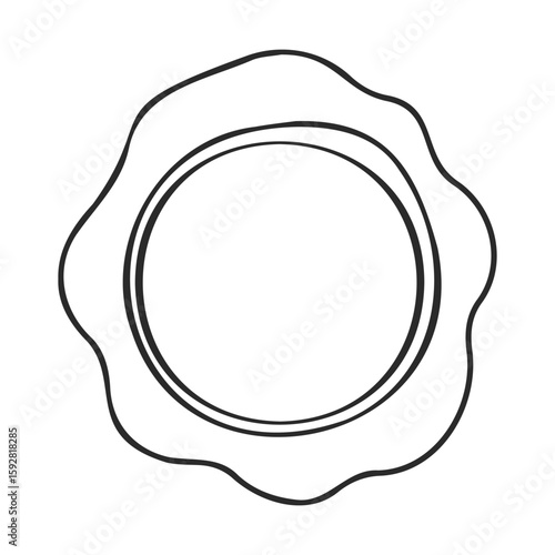 Minimalist outline of a sealing wax stamp with rough edges