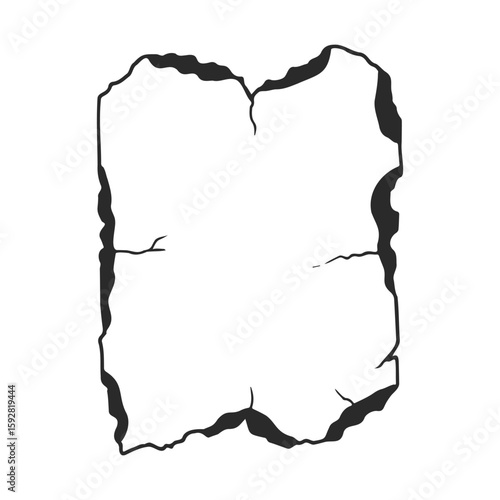 Torn and aged blank parchment with rough edges and textured surface