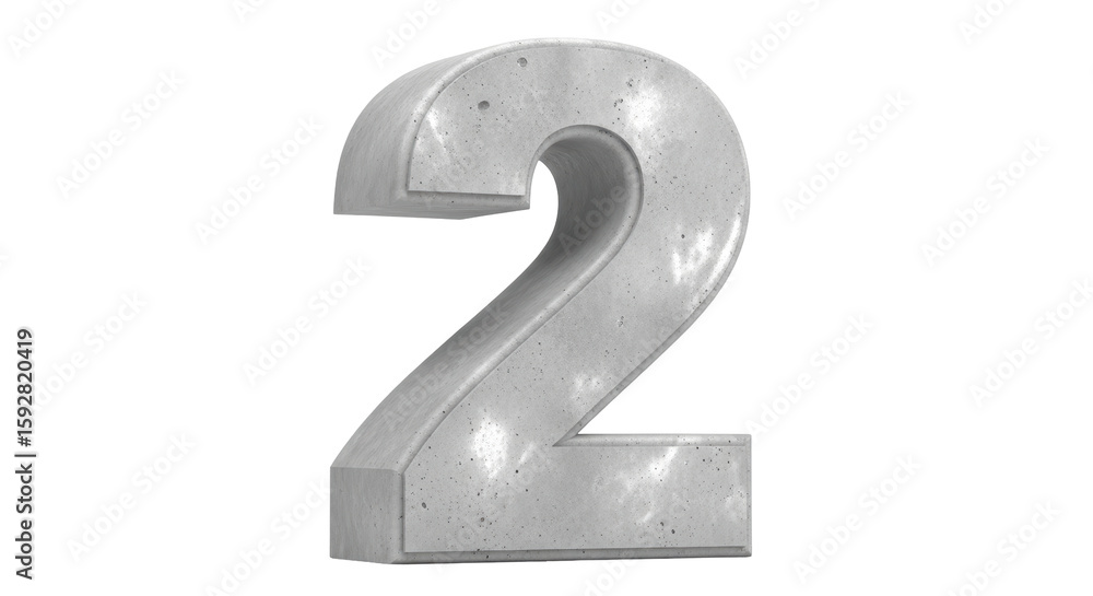 Naklejka premium Isolated Number Two Stone