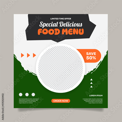 Delicious food menu banner design