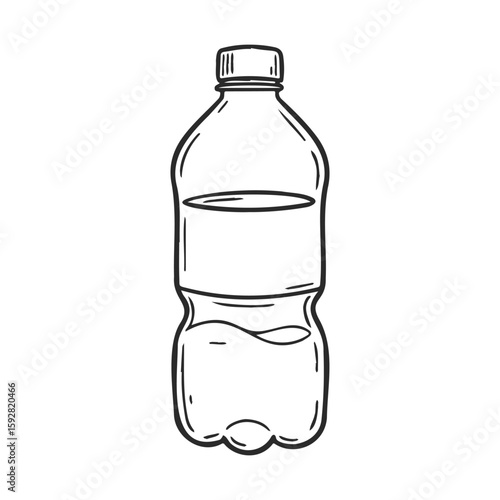 Hand-drawn plastic water bottle sketch with minimalist design