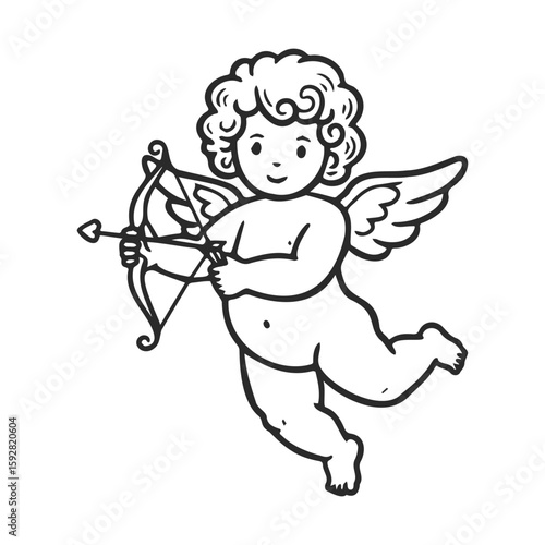 Wallpaper Mural Cupid angel with bow and arrow - vintage cupid illustration Torontodigital.ca
