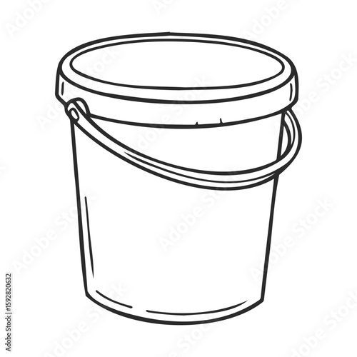 Simple black and white line drawing of a closed bucket with handle