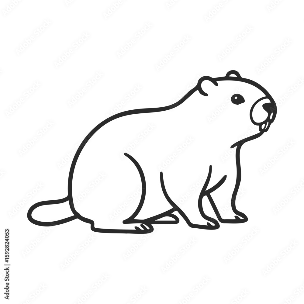 Obraz premium Minimalist black and white marmot sketch with outlined features