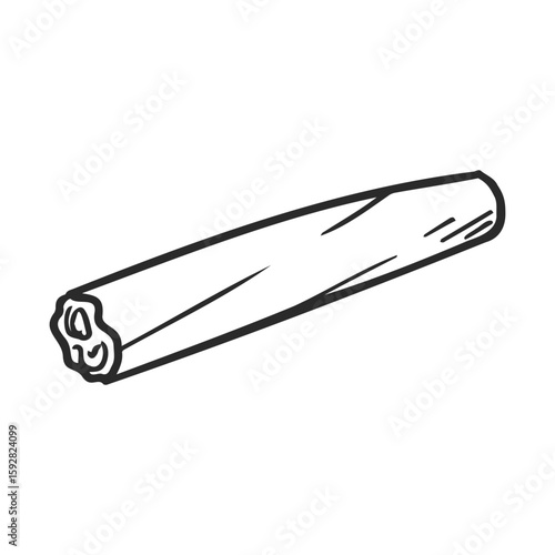 Hand-drawn cinnamon stick outline on white background for spices and seasoning design