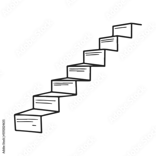 Abstract escher-inspired impossible staircase drawing in black and white