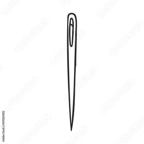 Minimalist needle illustration with eye on white background