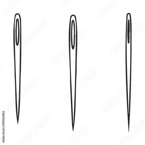 Simple black and white sewing needles illustration on a white background