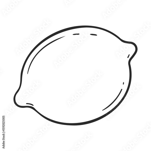 Black and white lemon drawing - simple line art of citrus fruit