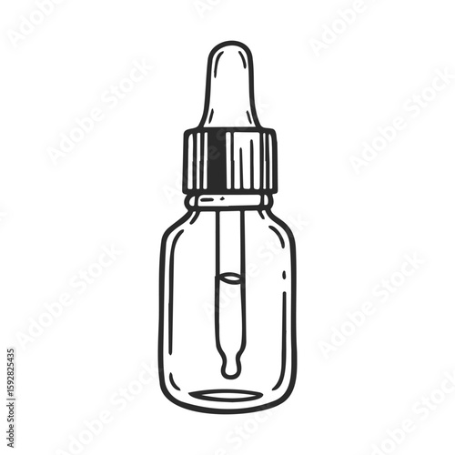 Hand-drawn dropper bottle sketch of essential oil container design