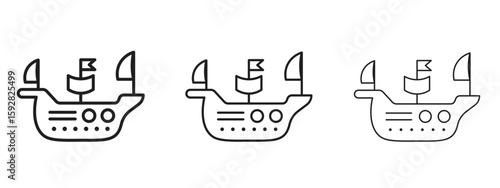 Photos Caravel icon. black strokes lines vector pack for graphic work