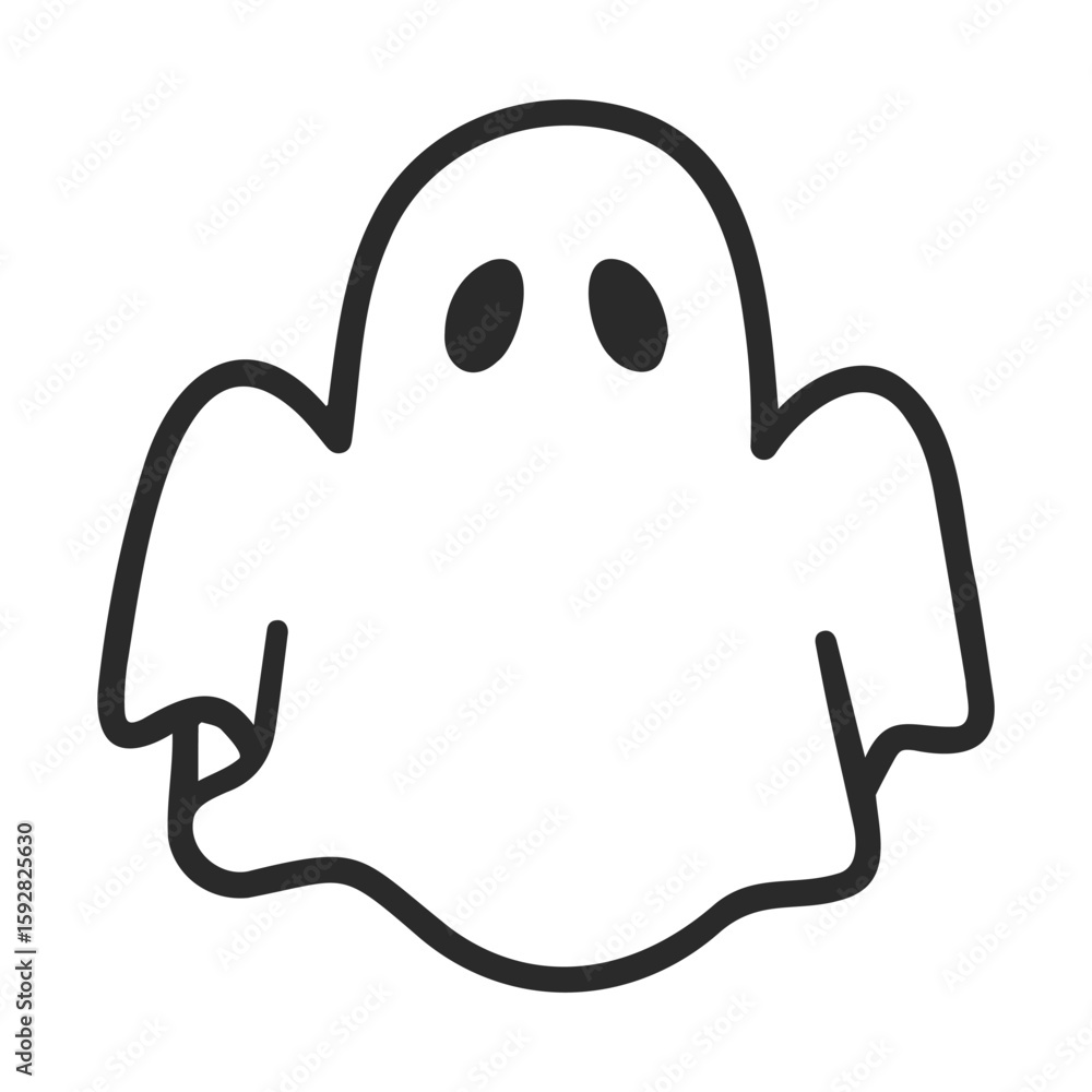 Cute simple ghost illustration with playful expression Cute simple ghost illustration with playful expression