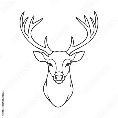 Majestic deer head illustration featuring symmetrical antlers