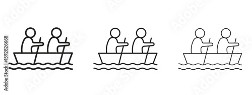 Billede på lærred Boat race icon. black strokes lines vector pack for graphic work