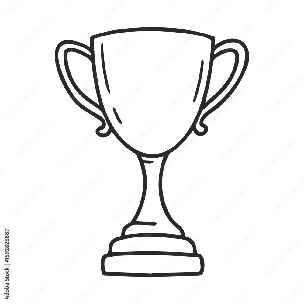 Fototapeta premium Simple black and white trophy cup illustration on white background
