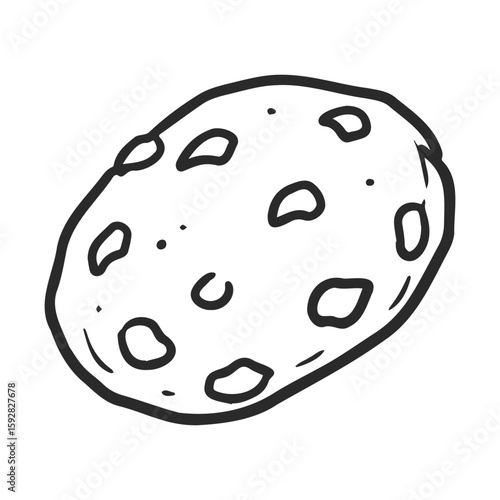 Line art isolated potato with simple doodle style and cartoon details