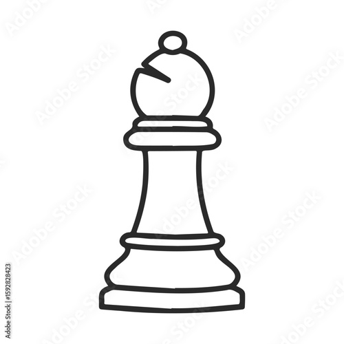 Line art chess bishop outline black and white clipart vector
