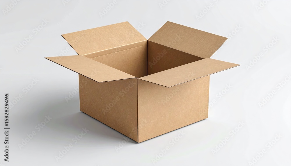 Empty cardboard box open on white background Empty cardboard box open on white background