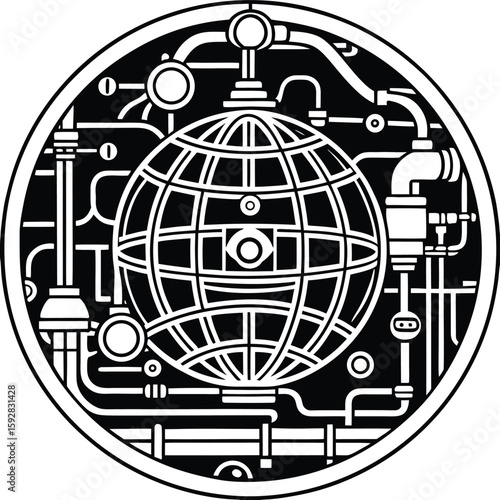 Global seamless vector pattern featuring a retro world map with compass and urban street design elements, perfect for business travel illustrations