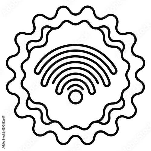 A wireless fidelity symbol vector illustration depicting a global internet network connection with a fingerprint security design