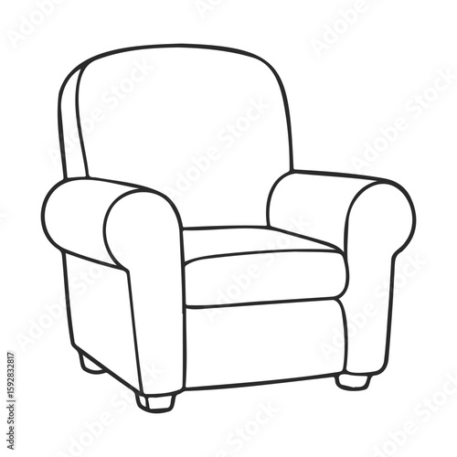 Outline of classic upholstered armchair with rounded design