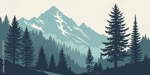 winter forest vector illustration