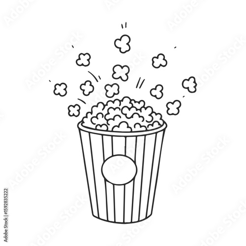 Sketch of popcorn bucket with popped corn explosion
