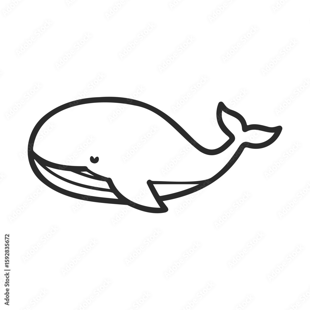 Obraz premium Simple line drawing of a smiling whale illustration