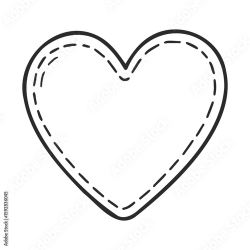 Simple black and white heart with stitch pattern design