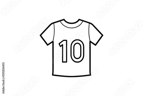 Outline illustration of a sports jersey with the number ten for coloring book use