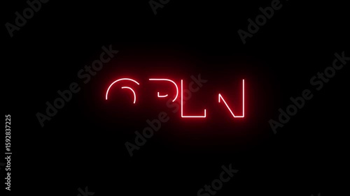 4k Glowing Red Neon Text Open on Black Background
