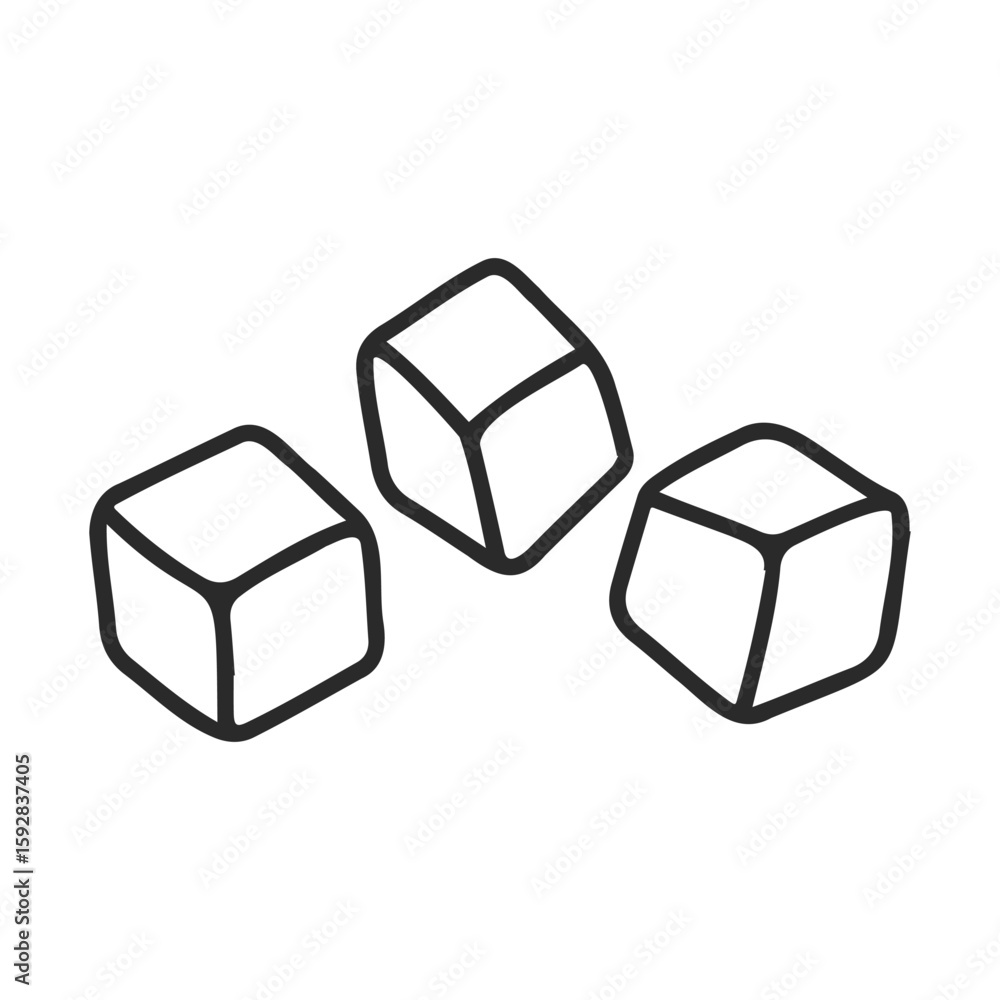 Obraz premium Simple black and white ice cube outline on white background