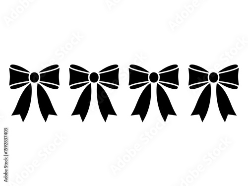 Elegant Black and White Bow Illustrations for Decorative Design Elements | Vector Bows