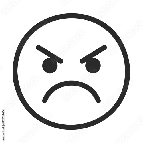 Angry face emoji icon with frowning mouth and downturned brows