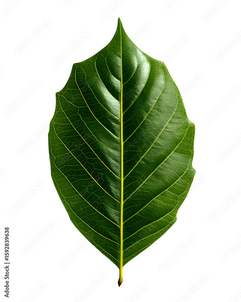Obraz premium Almond tree leaf with pointed tips and veins isolated on transparent background