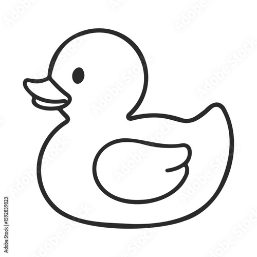 Simple black and white rubber duck line drawing for coloring