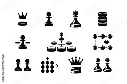 Chess pieces and abstract diagrams pawn queen