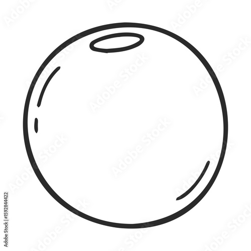 Simple outline of a perfectly round 3d sphere with reflection and shadow