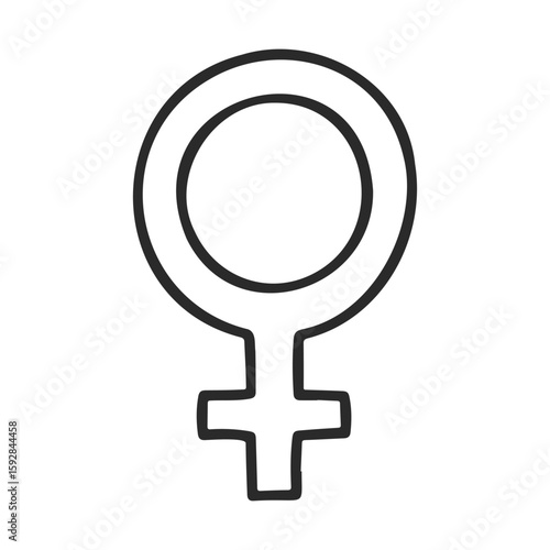 Simple female gender symbol in black outline on white background