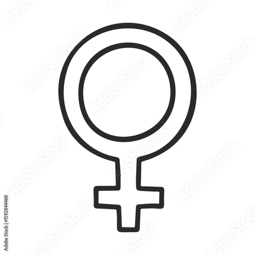 Hand-drawn feminine symbol icon with bold outline